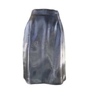 Vintage 90s Skirt Anthony Mark Hankins Silver Shiny Skirt Holiday Party Size 10